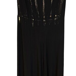 Unit USA Elegant Black strapless Jumpsuit with metalic gold details size large
